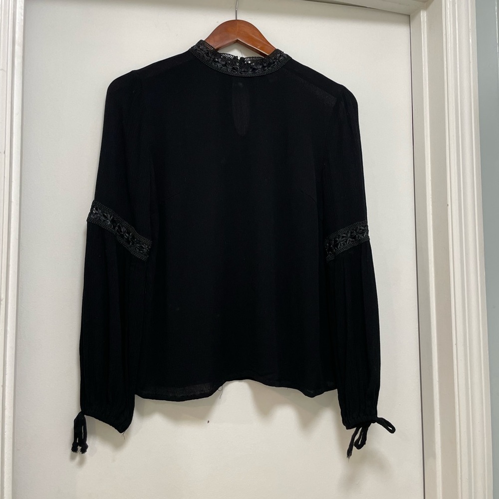 Blue Rain Lightweight Smock-Neck Blouse